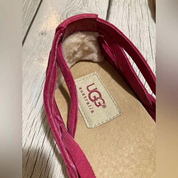 UGG Cicily Shearling Lined Espadrille Flat Fuchsia Leather size 6 Women’s - Picture 4 of 11